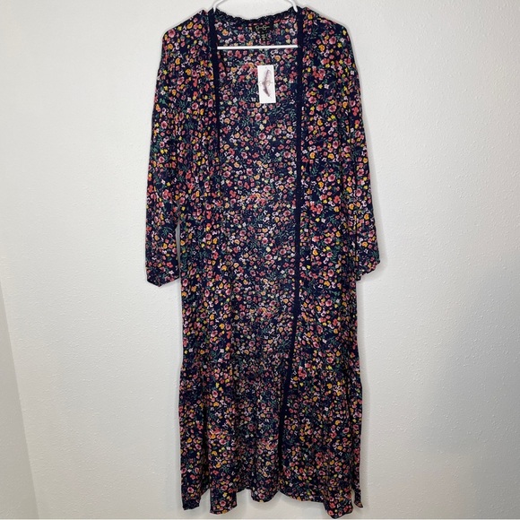 Jessica Simpson Women's Blue Gwendelin Printed Kimono Duster Size Large - Picture 1 of 9